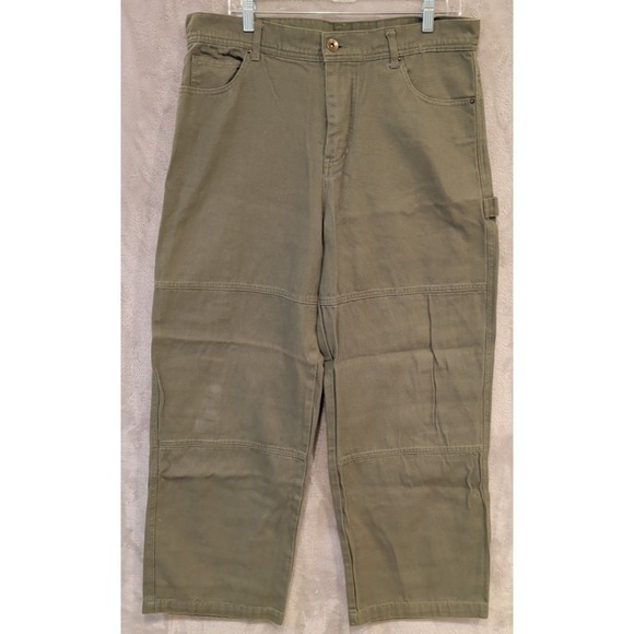 No Boundaries Other - Men's 34X31 No Boundaries Double Knee Corduroy Carpenter Pants Baggy Green Y2K